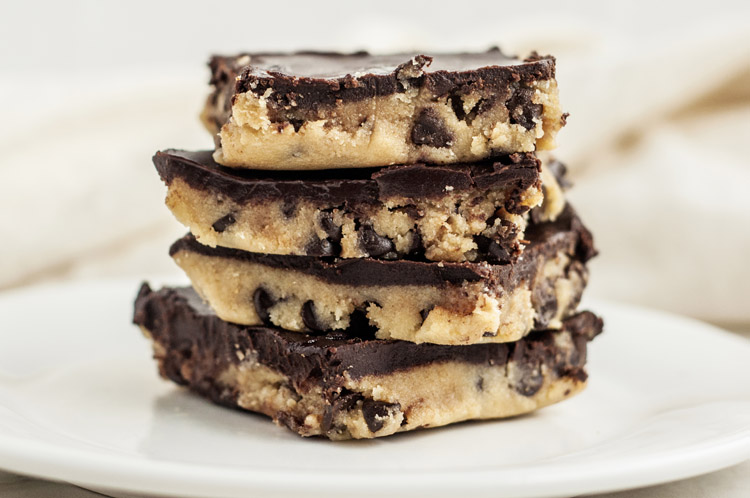 No-Bake Chocolate-Covered Cookie Dough Bars (Vegan, Plant Based)